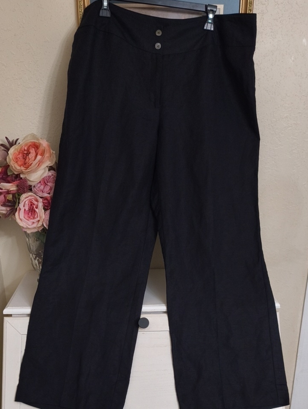Linen Wide Leg Pants East 5th Black Size 18W Career Office Lagenlook Luxury - Picture 2 of 8